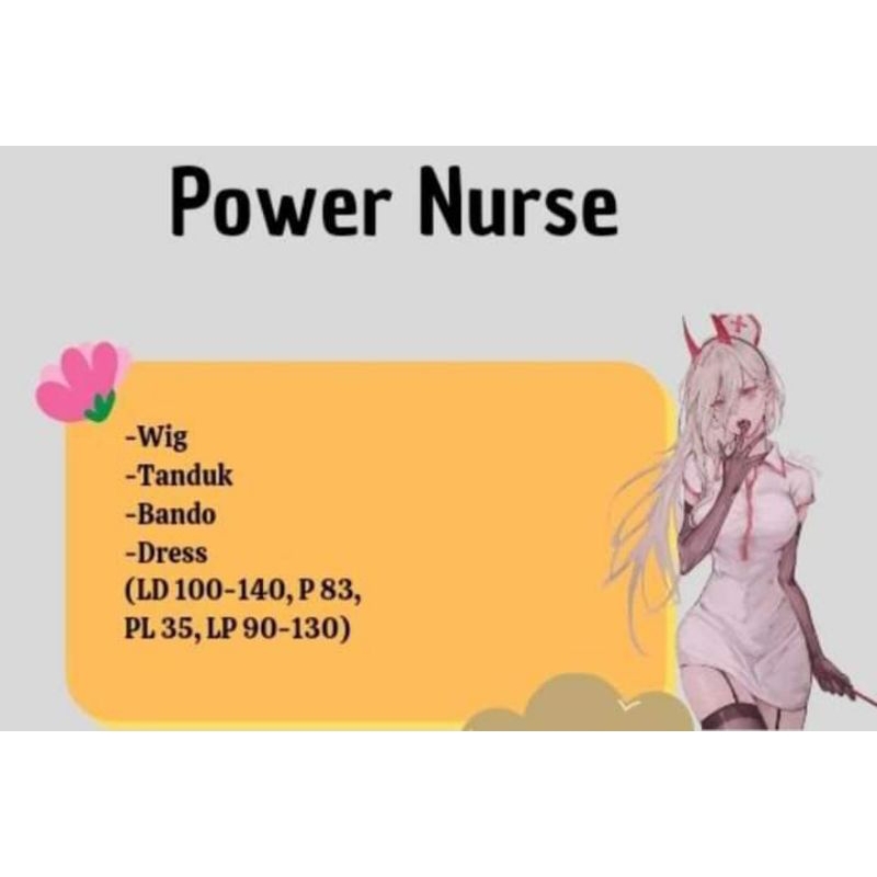 Power chainsaw man costume dan wig cosplay nurse version