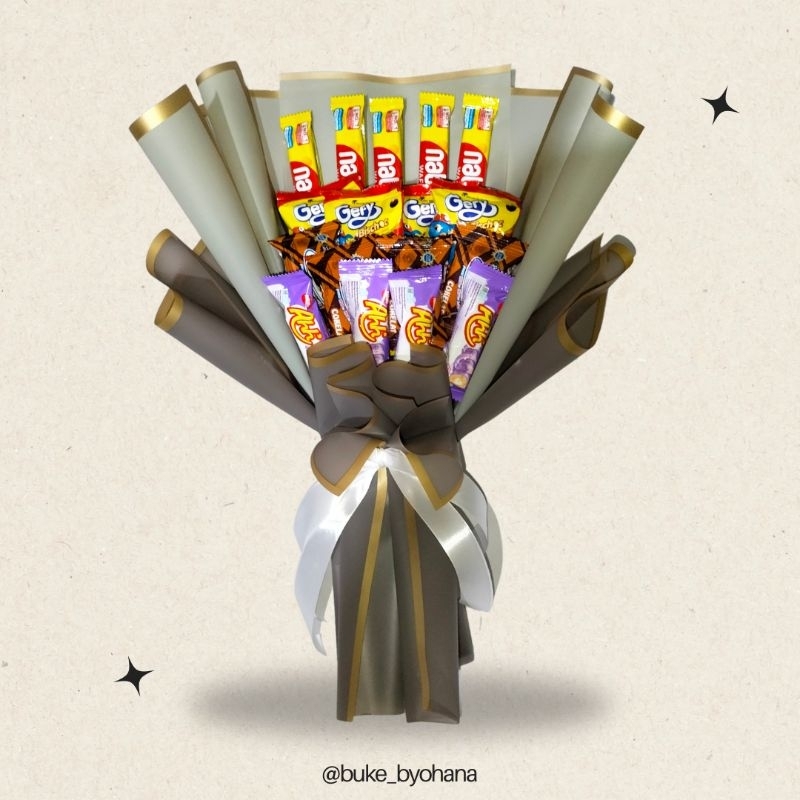 

Buket Snack / Buket Jajan / Snack Bouquet / Buket Wisuda / Buket Ulang Tahun / Buket Hadiah