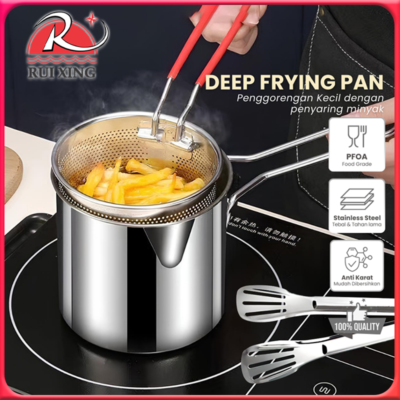 Deep Fryer 4in1 Multi Stainless Steel 304/Panci Penggorengan Kentang Saringan Minyak dan Capitan Mak