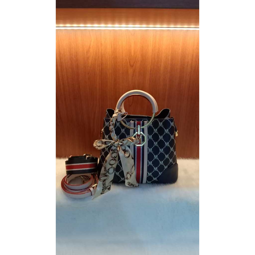 Tas import wanita terbaru ala Korea, kulit super halus, PREMIUM, warna navy kombinasi #5367