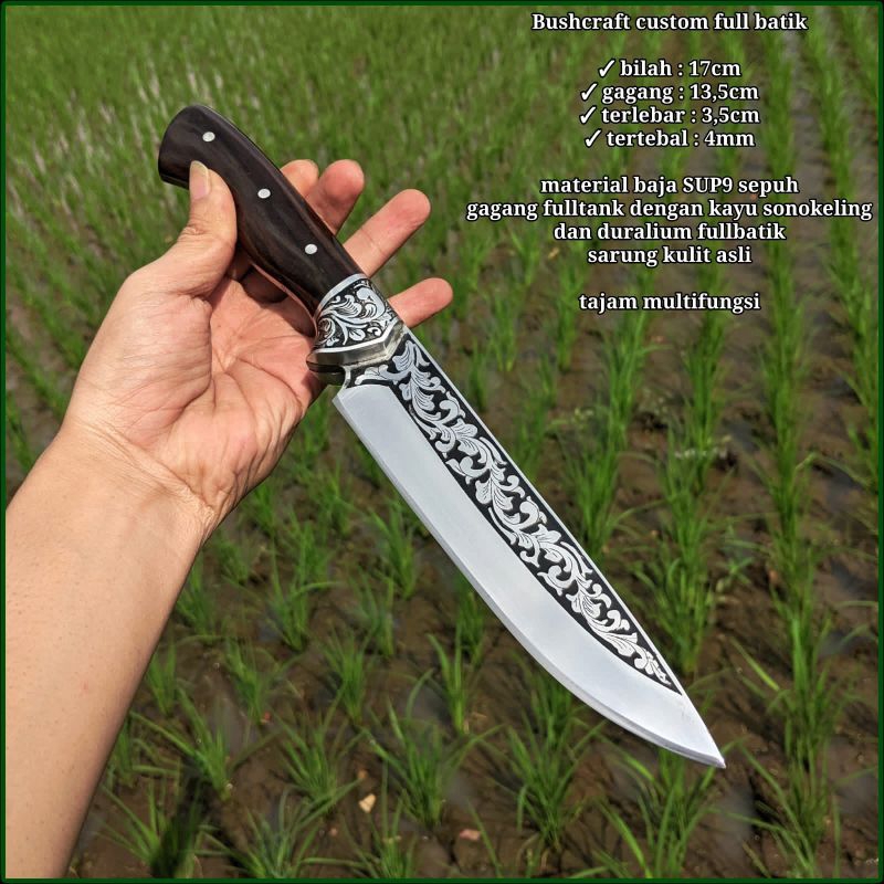 Pisau Bushcraft Full Batik / Pisau Bowie Custom