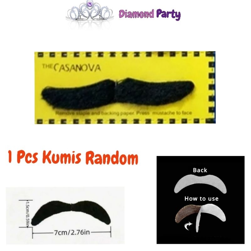 1pcs Kumis Palsu Model Random (Kumis Palsu Pria / Kumis Palsu Anak / Kumis Palsu Warok)