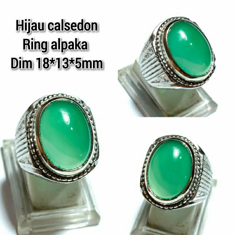 CINCIN BATU AKIK HIJAU kALSEDON KRISTAL