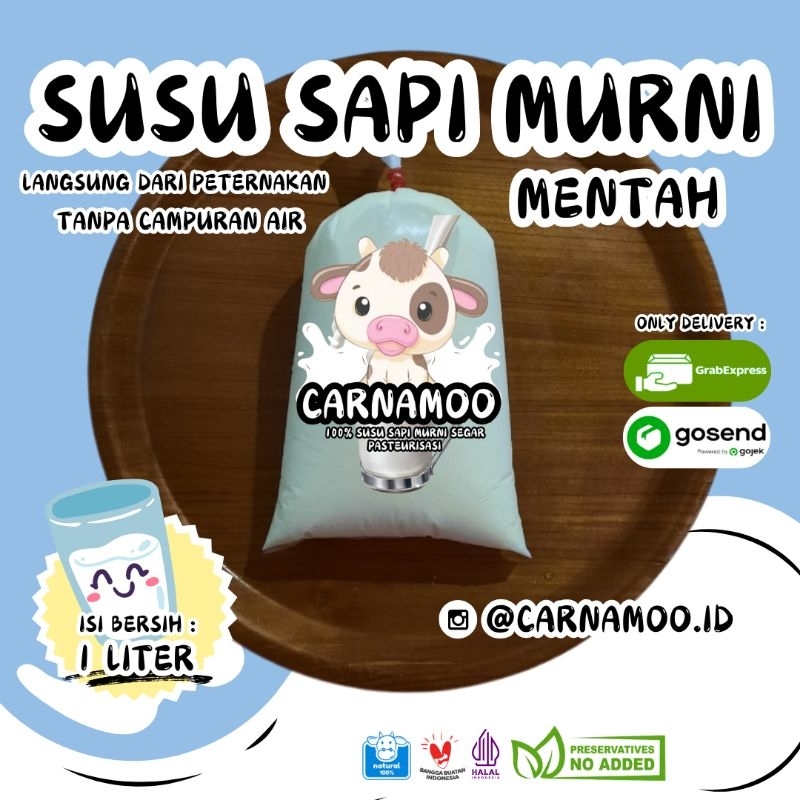 CARNAMOO.ID SUSU SAPI MURNI SEGAR MENTAH | 1 LITER TANPA CAMPUR AIR LANGSUNG DARI PETERNAKAN