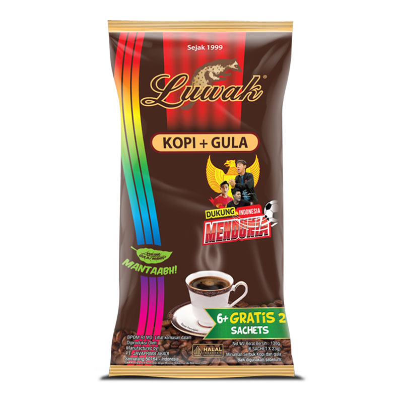 

Luwak kopi bubuk + gula isi 6 + 2 sachet