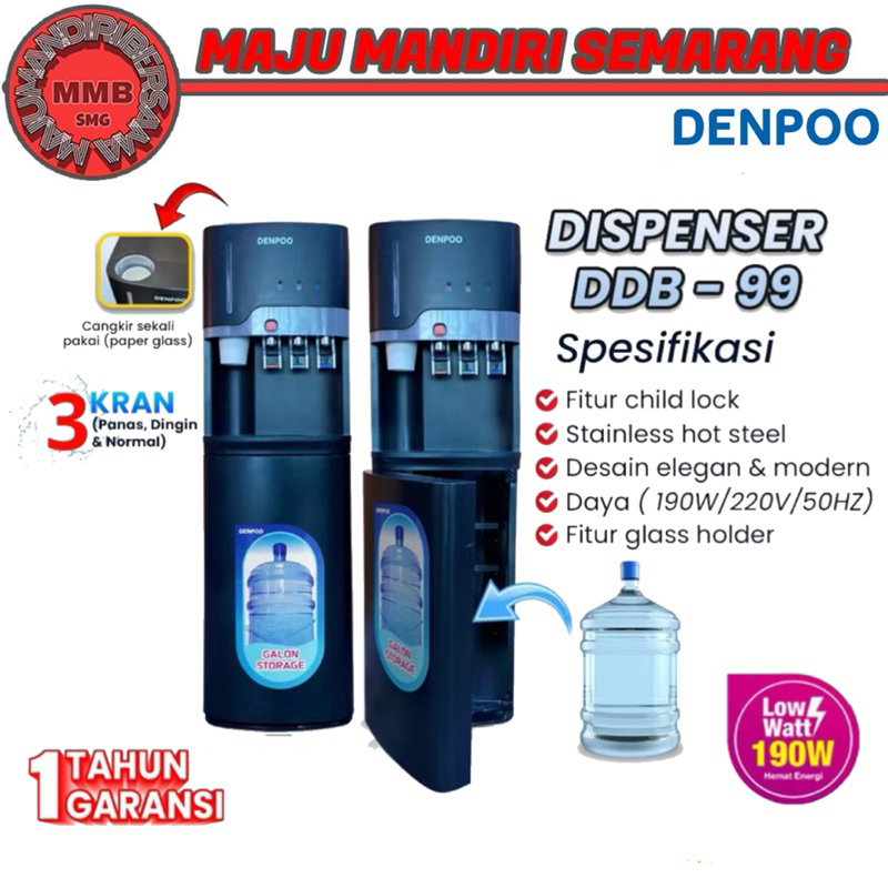 Dispenser Galon Bawah Denpoo DDB 99 Low Watt