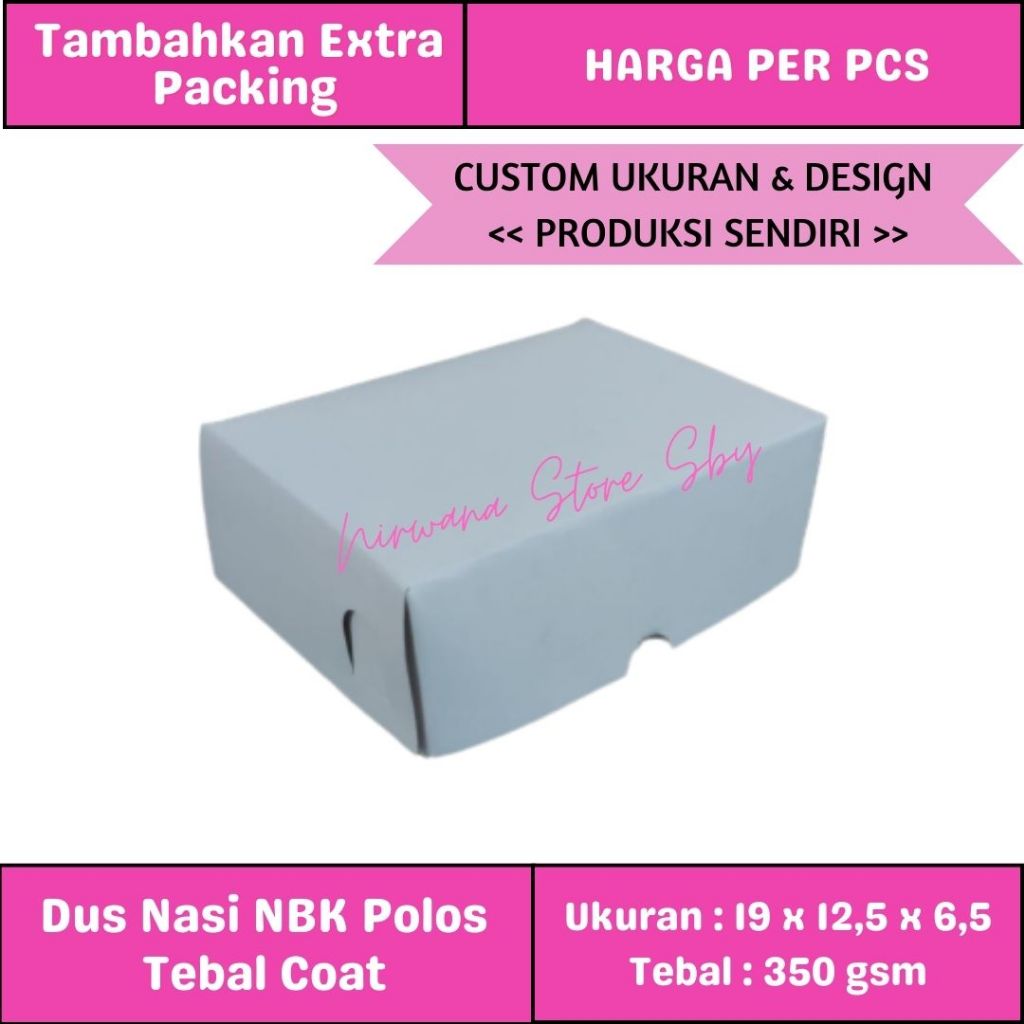 

Dus Kue / Dus Nasi NBK Polos Tebal Coat 19x12,5x6,5 | Kotak Nasi / Kotak Kue