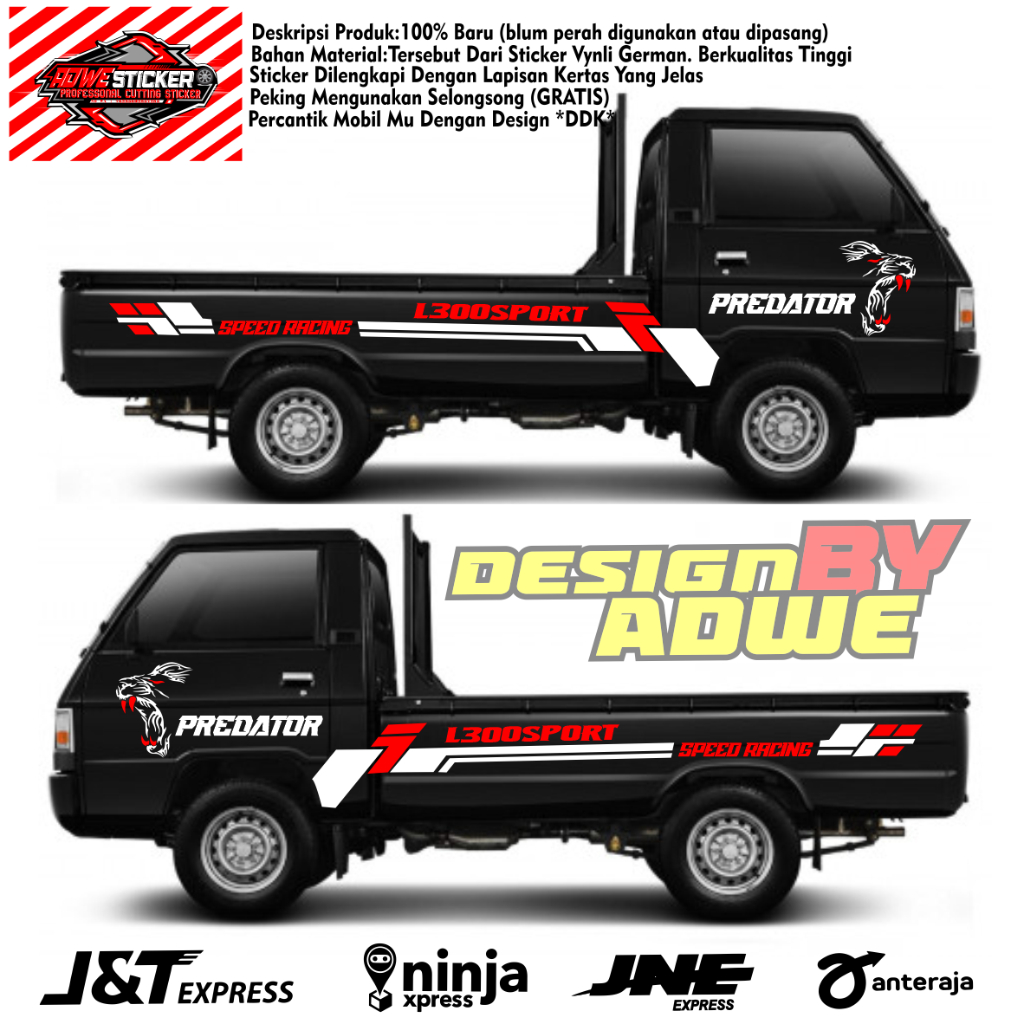 Cutting Stiker Mobil Pickup L300 Stiker Striping JET PICKUP L300 Stiker Mobil Pickup Mitsubishi L300