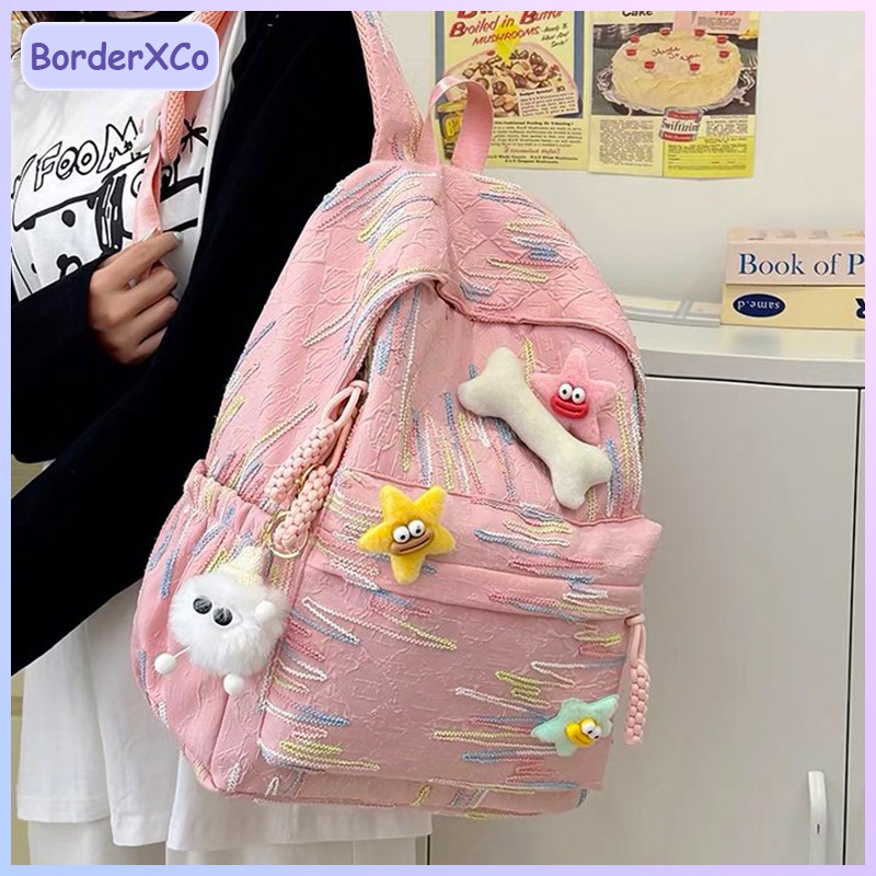 Ready-Tas Bahu Ins Korea Import Fashion Wanita Tas Ransel Laptop Volume Tinggi Berwarna Permen Backp