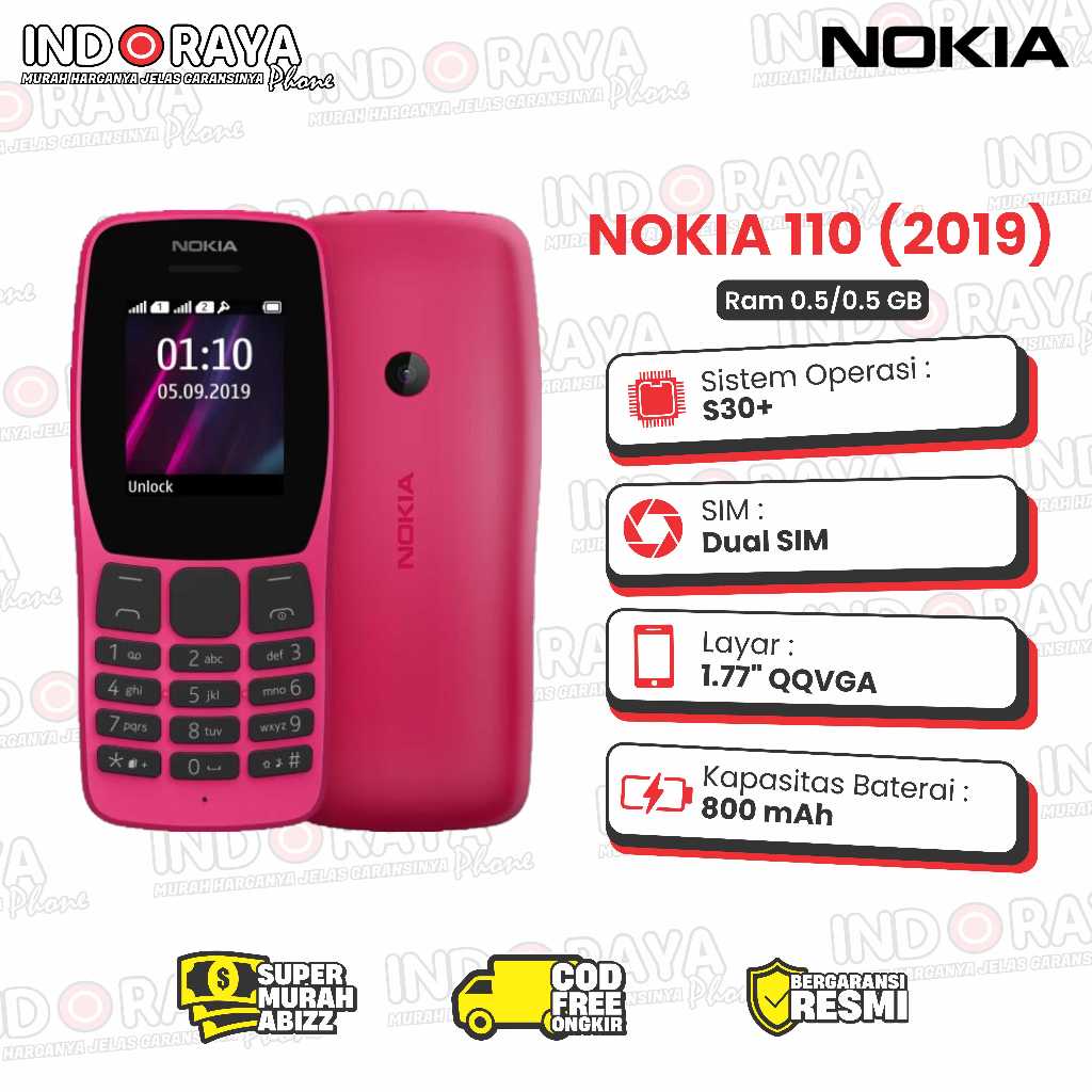 Nokia 110 2019 Dual SIM Handphone Mobile Middle Dual SIM HP Jadul - Garansi Resmi
