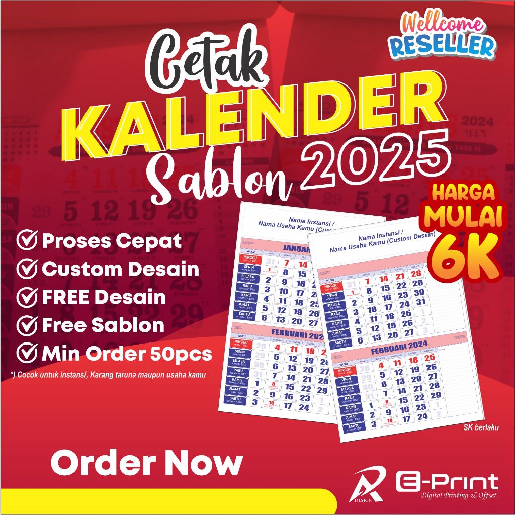 

KALENDER SABLON 2025 TERMURAH FREE DESAIN PROSES CEPAT