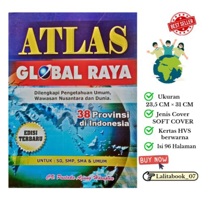 BUKU ATLAS GLOBAL RAYA INDONESIA & DUNIA UKURAN JUMBO