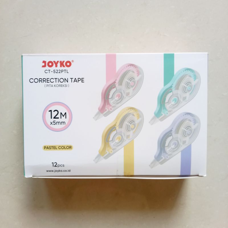 

[ PACK ISI 12 PCS MURAH ] Pita Koreksi Kertas Correction Tape 12 m Joyko CT - 522 / CT - 522PTL Tipe X