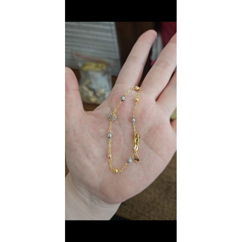 Gelang jedar pentol rosegold gold putih rose emas asli 375 ringan simple simpel