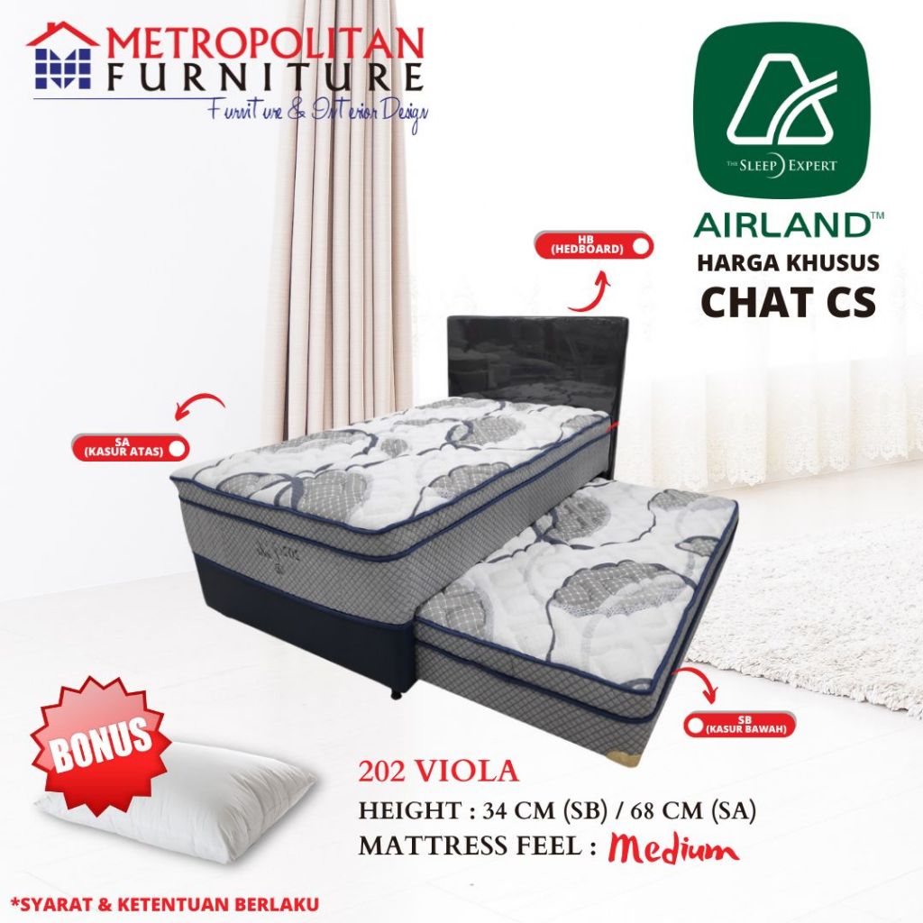 Kasur Springbed Airland 202 Viola set Spring bed matras 2in1 Sorong