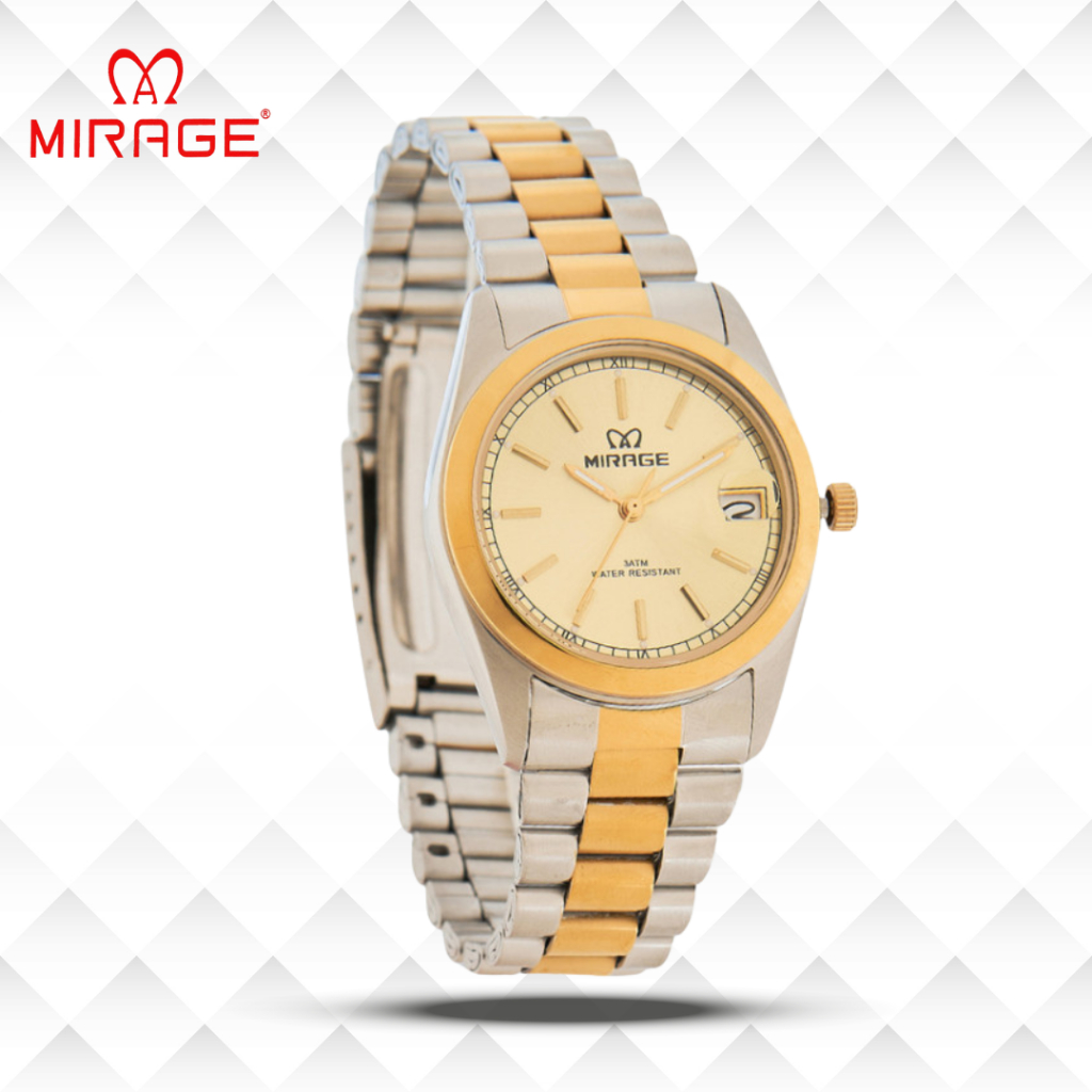 Mirage Jam Tangan Pria Analog TS 195 M Silver Gold Original Stainless