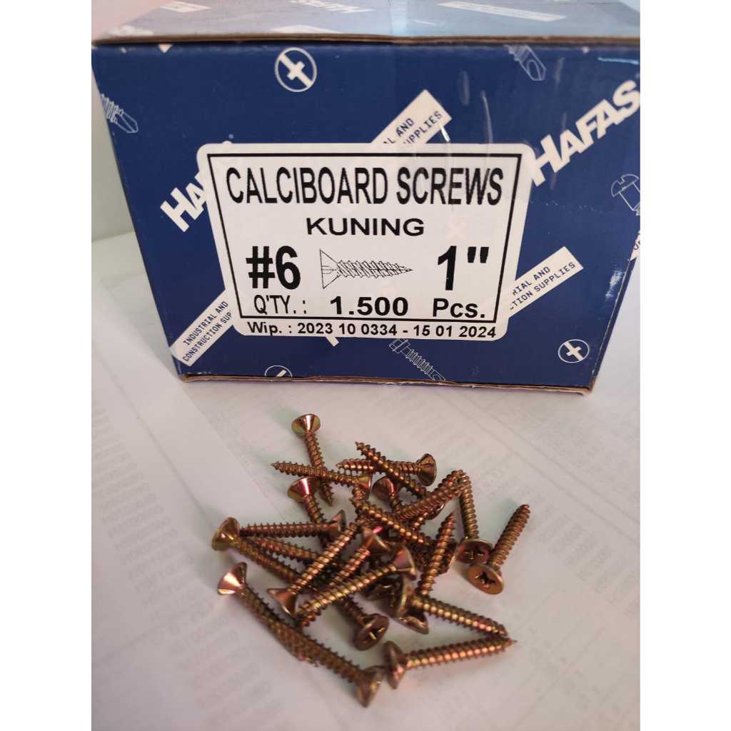 Sekrup Kalsiboard 6x1" Hafas Per Kotak // Calciboard Screws Kuning