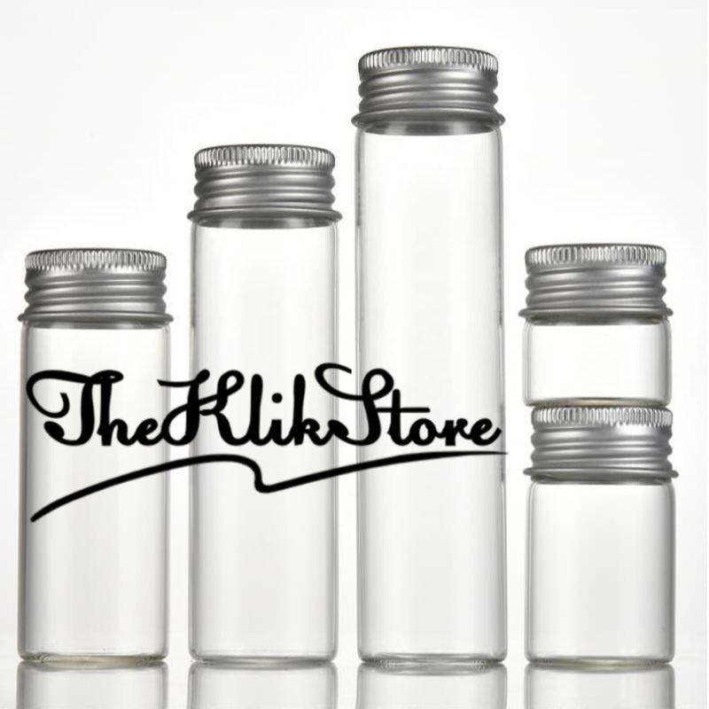 Botol Ulir Kaca Kecil 15ml 40ml 50ml 60ml 80ml Tutup Aluminium Cap Mini Glass Bottle Jar