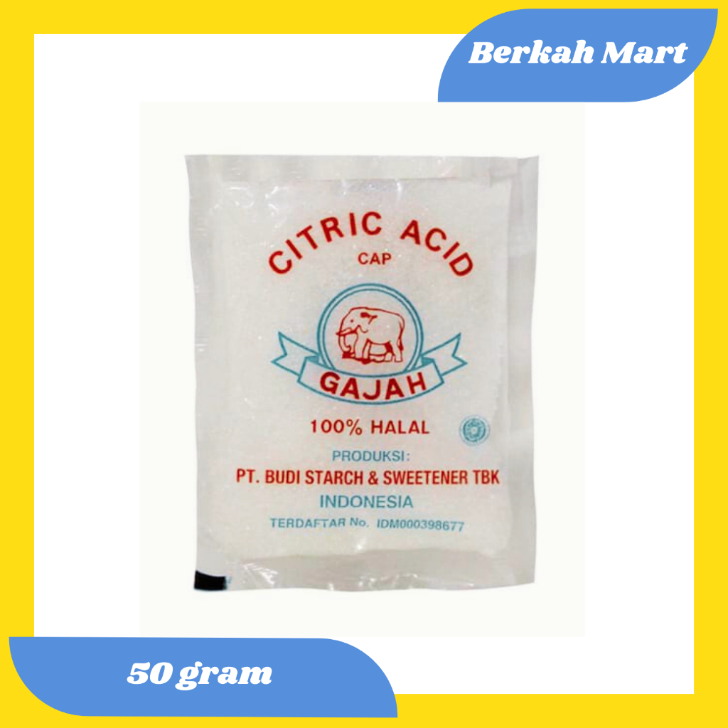 

CITRIC ACID CAP GAJAH (50 GRAM) BAHAN PANGAN PENGATUR KEASAMAN