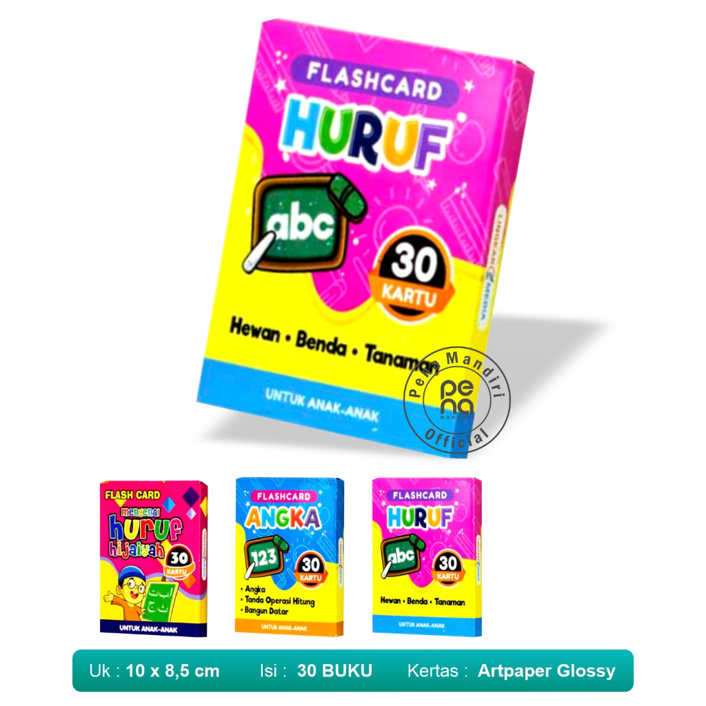 Flash Card Huruf - Flash Card Alfabet - Kartu Mengenal Huruf