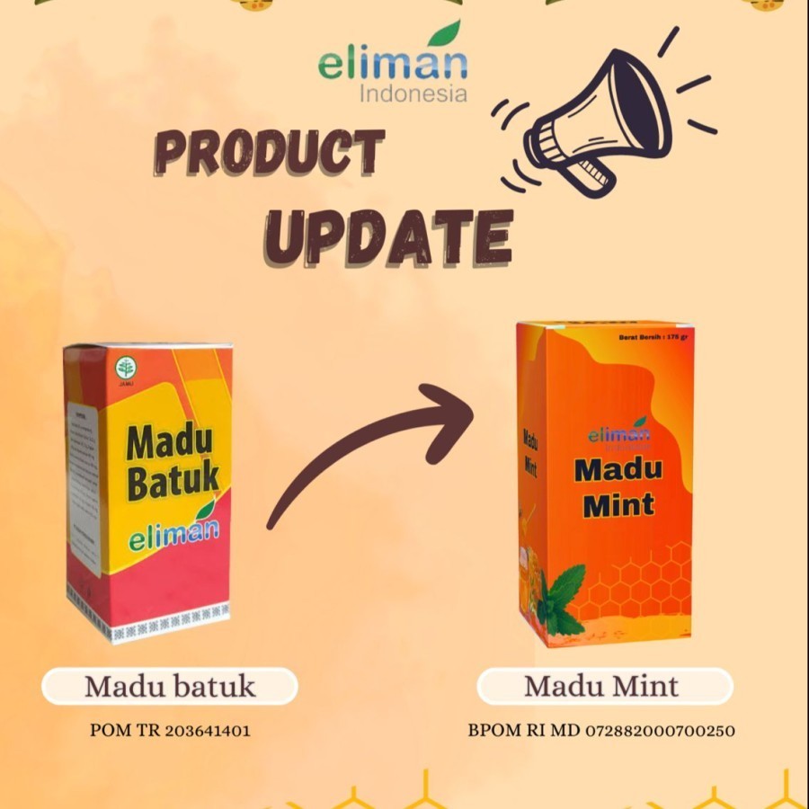 

MADU BATUK ELIMAN (kemasan baru ganti madu mint) 165 gram madu mint original untuk flu dan batuk