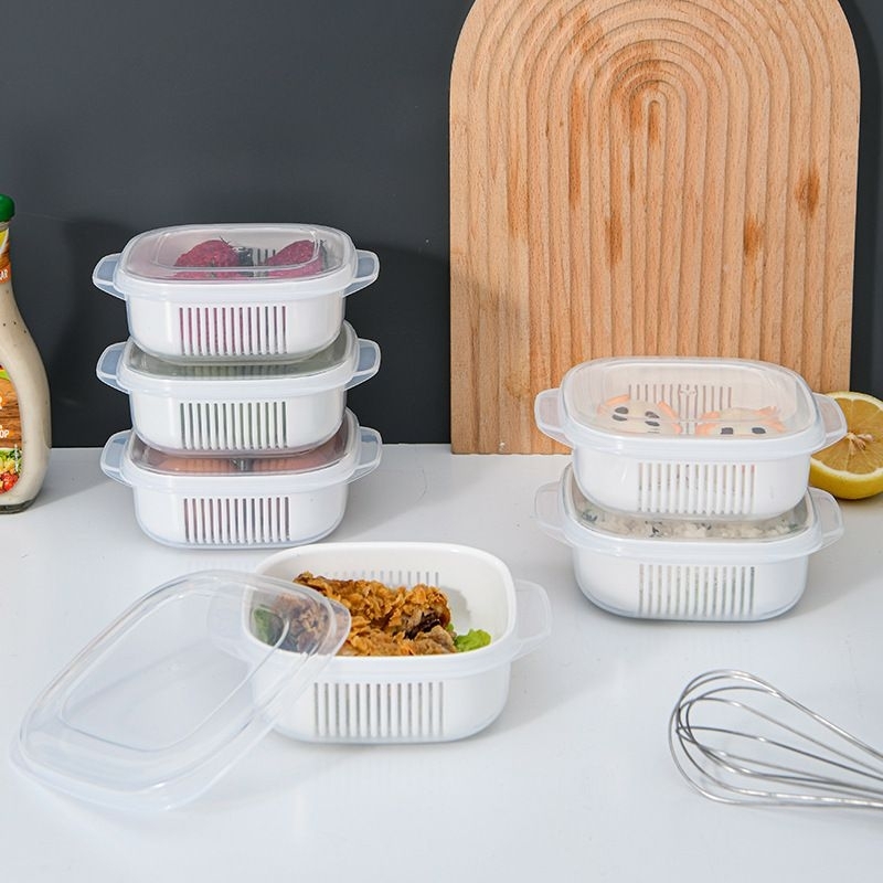 DP7315 Kotak Bekal Kota Saringan Daging Sayur Kotak Sayur Buah Box Container Penyimpanan Tahan Dingi