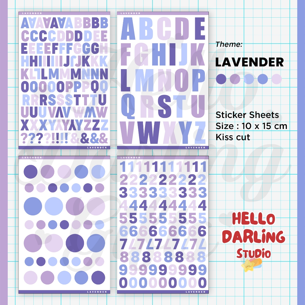 

Sticker Jurnal Deco Tema LAVENDER. Alphabet Sticker Sheet Journaling Scrapbook Deco. Kiss Cut.