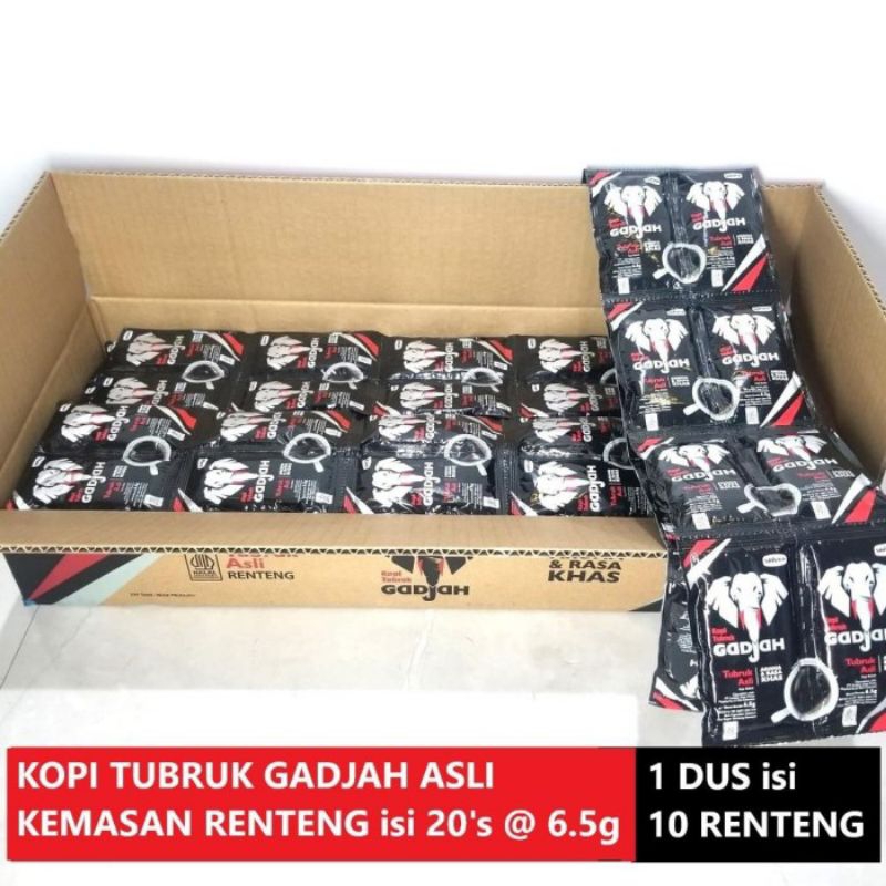 

RB Kopi Tubruk Gadjah 1 Karton isi 10 Renteng - 1 Renteng @20 Sachet 6.5g - Kopi Indonesia, Kopi