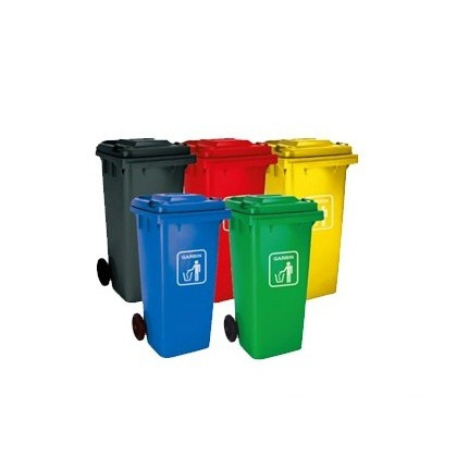 Garbin Dust Bin  120 Liter Plastik HDPE Warna Tempat Sampah Gerobak Dorong dengan Roda 120 Liter