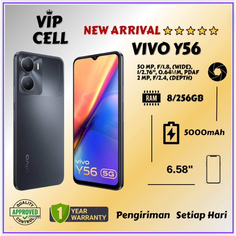 PROMO TERBATAS HP vivo Y56 5G Ram 8/256GB 5000mAh 50MP Camera Dual SIM Bergaransi 1 Tahun