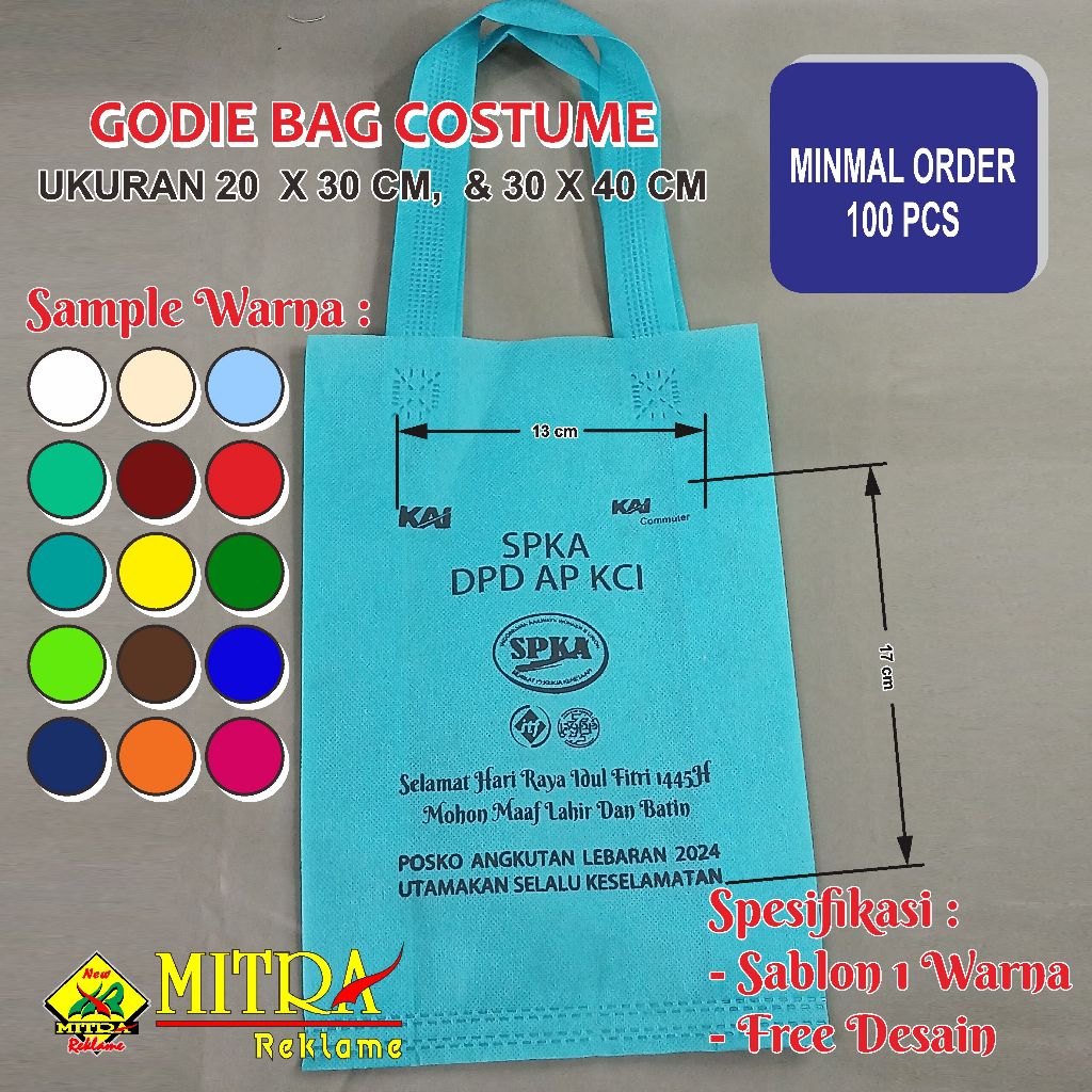 Goodie Bag Custom Sablon Tas Spunbond Ukuran 20X30 & 30 X 40