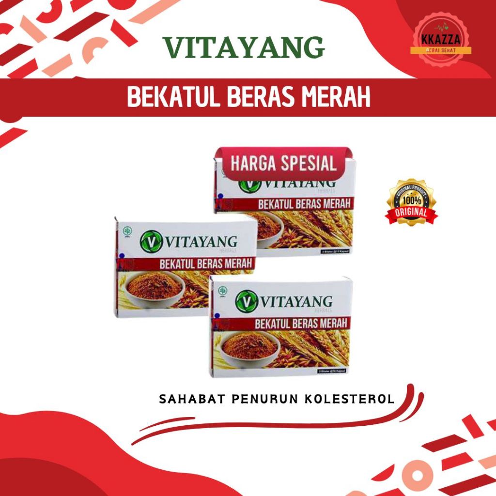 

Vitayang Bekatul Beras Merah (3 Box x 30 Capsule) Penurun Kolesterol Trigliserida Herbal