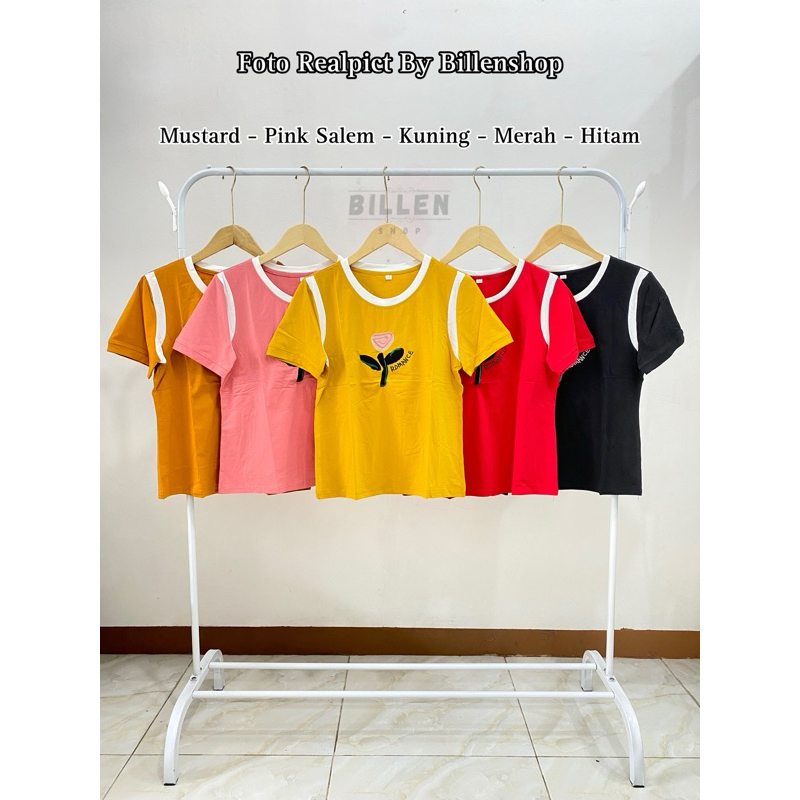 BILLENSHOP - KAOS IMPORT WANITA BORDIR BUNGA