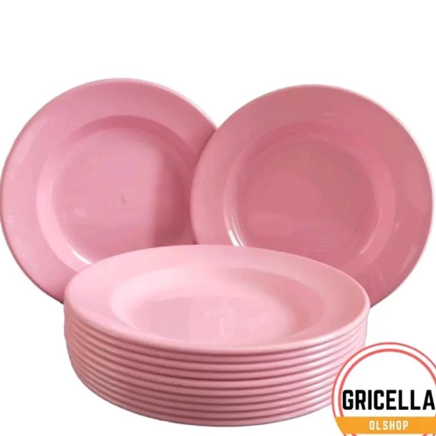 KI3 1 LUSIN 12 PCS PIRING MAKAN MELAMIN  PIRING MAKAN MELAMIN  COD PIRING MAKAN