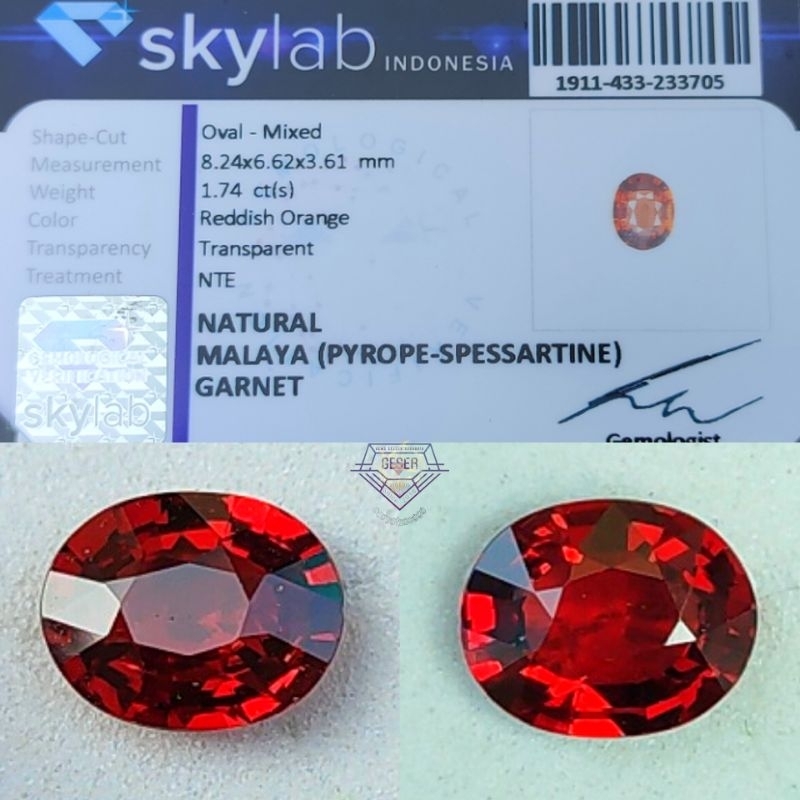 Natural Malaya Garnet ( Pyrope - Spessartine ) Memo Sky Lab Indonesia