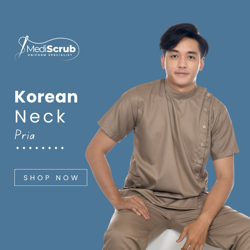 MEDISCRUB - SCRUBS KOREAN STYLE - Baju Jaga OK Dokter Perawat PRIA Doctor Nurse Medical Uniform
