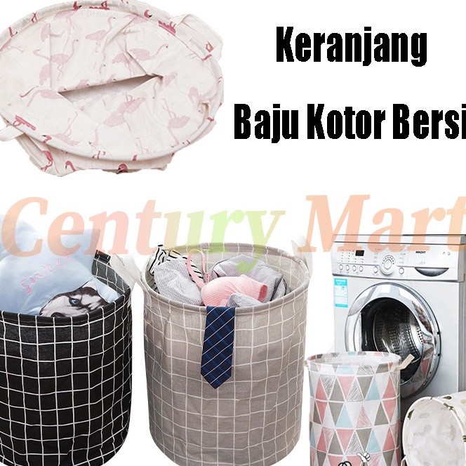Wah laundry bag foldable  keranjang baju kotor Keranjang Baju Laundry Bulat Pakaian Kotor Laundry Ba