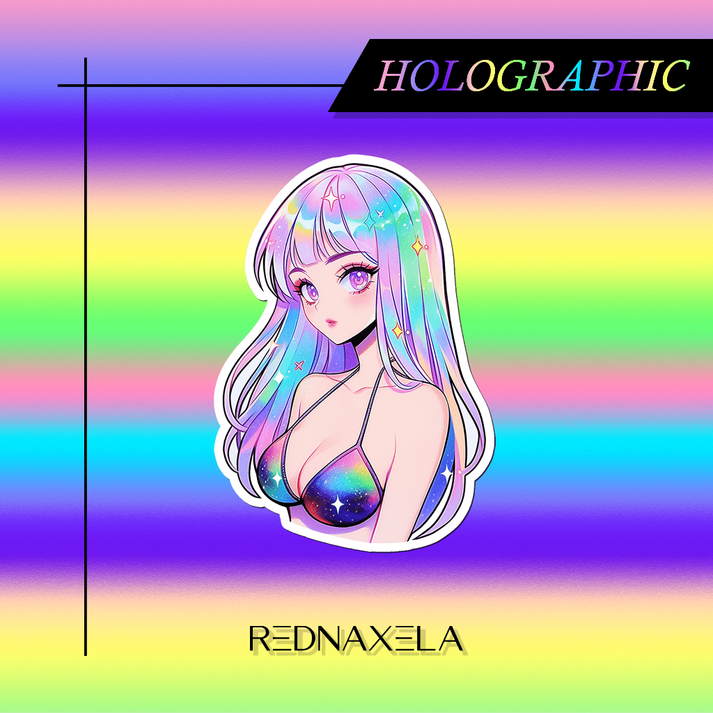 

Stiker Vinyl Hologram Sparkling Girl Holographic Decorative Stickers