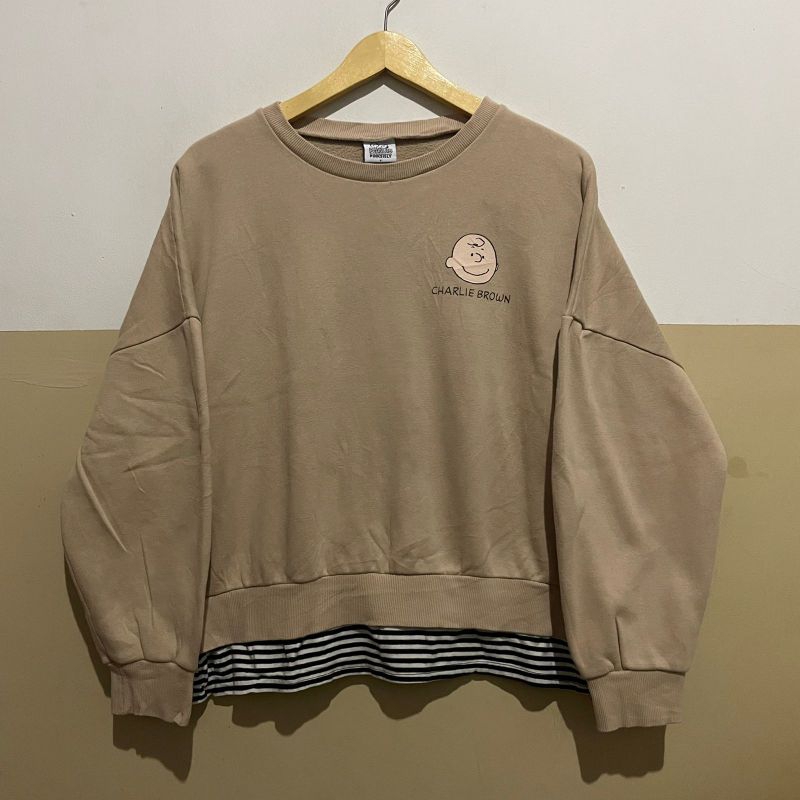 Crewneck Oversize Jacket Peanuts Brown