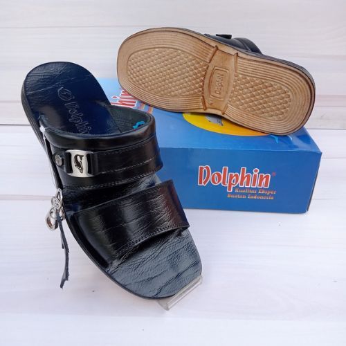 Dolphin sandal pria kulit asli d25 sandal slide pria dolphin kulit asli original sandal lebaran pria