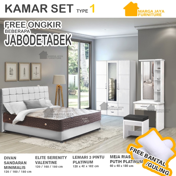 Kamar Set Elite Serenity Valentine Lemari Meja Rias Minimalis Ranjang