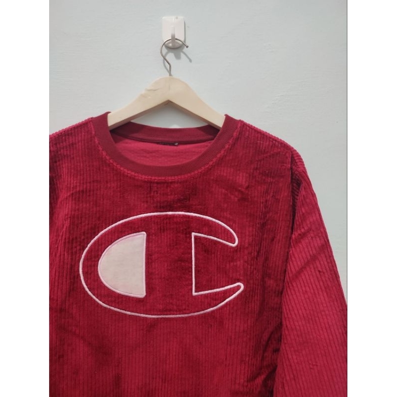 CN Crewneck Champion Big Logo Corduroy Rare XL