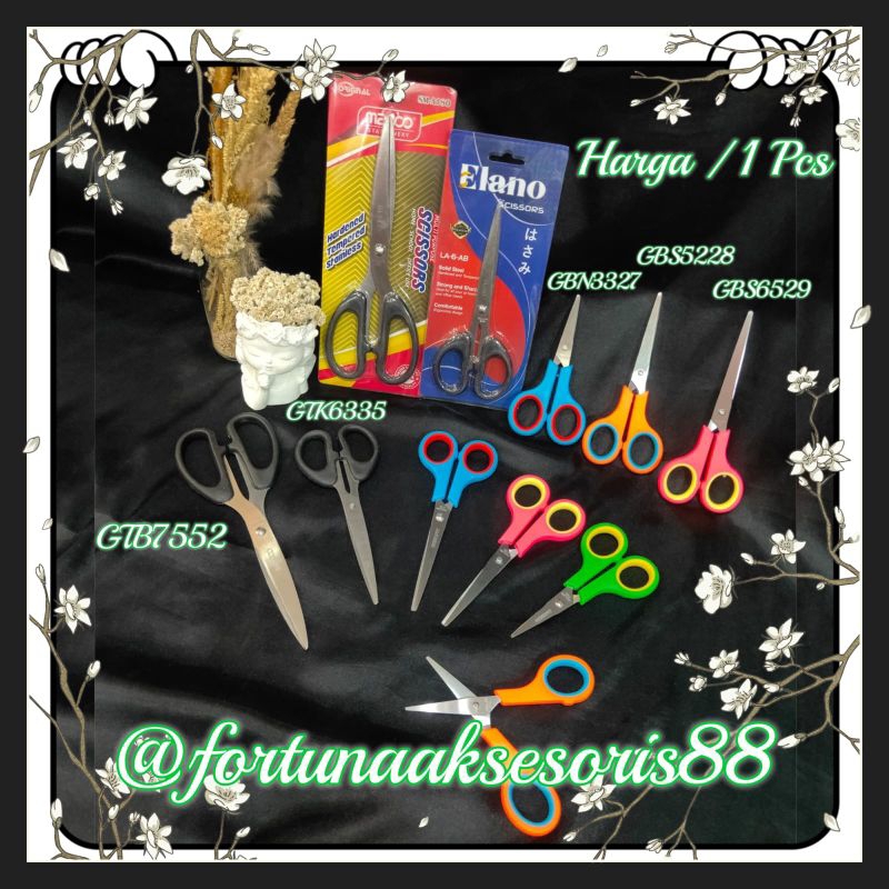 

GUNTING STAINLESS STEEL WARNA WARNI / GUNTING KECIL SEDANG BESAR / GUNTING HITAM SERBAGUNA / GUNTING KERTAS KAIN BENANG / GUNTING M2000 ELANO BENEFIT / STAINLESS STEEL SCISSORS