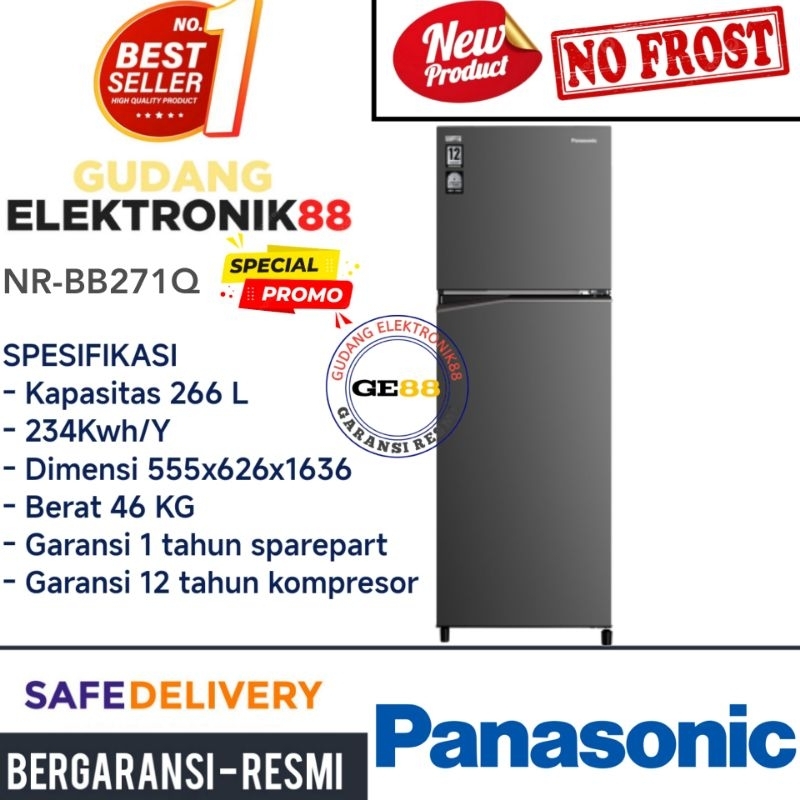 Kulkas PANASONIC 2 Pintu Panasonic NR-BB271Q-PK Lemari Es Panasonic Kulkas Murah Promo Gratis Ongkir