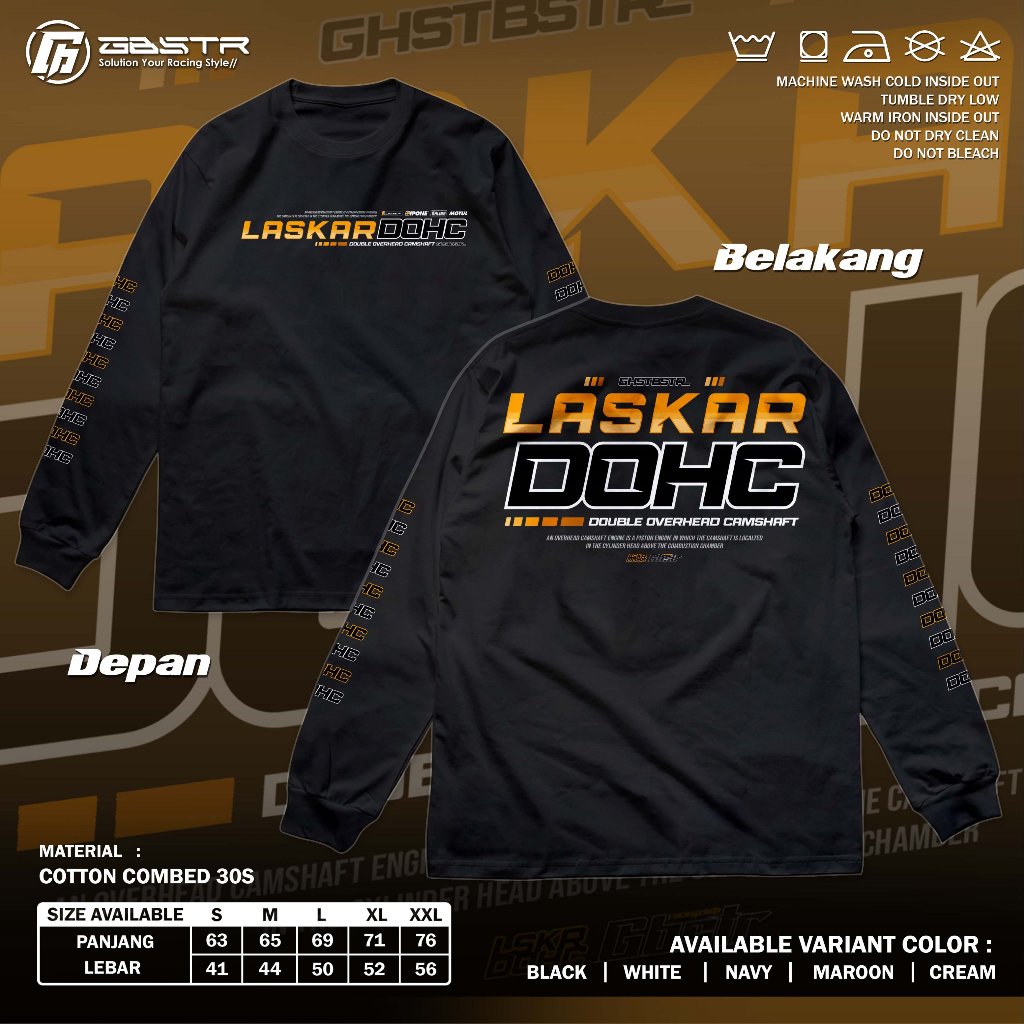 KAOS RACING LASKAR DOHC - Double Overhead Camshaft - Tshirt Longsleeve Ohlins HRC Michelin Ipone Sat