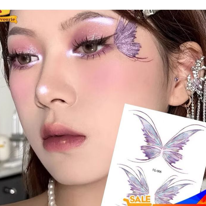 Sticker wajah butterfly Set 3D Tato Kupu kupu berwarna/Tatto Temporer Butterfly/tato tahan air/15 ha