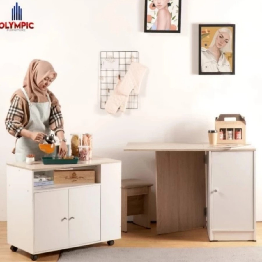 Rak Serbaguna Meja Sudut Kecil Rak Dorong DTR RUBIK 01 OLYMPIC