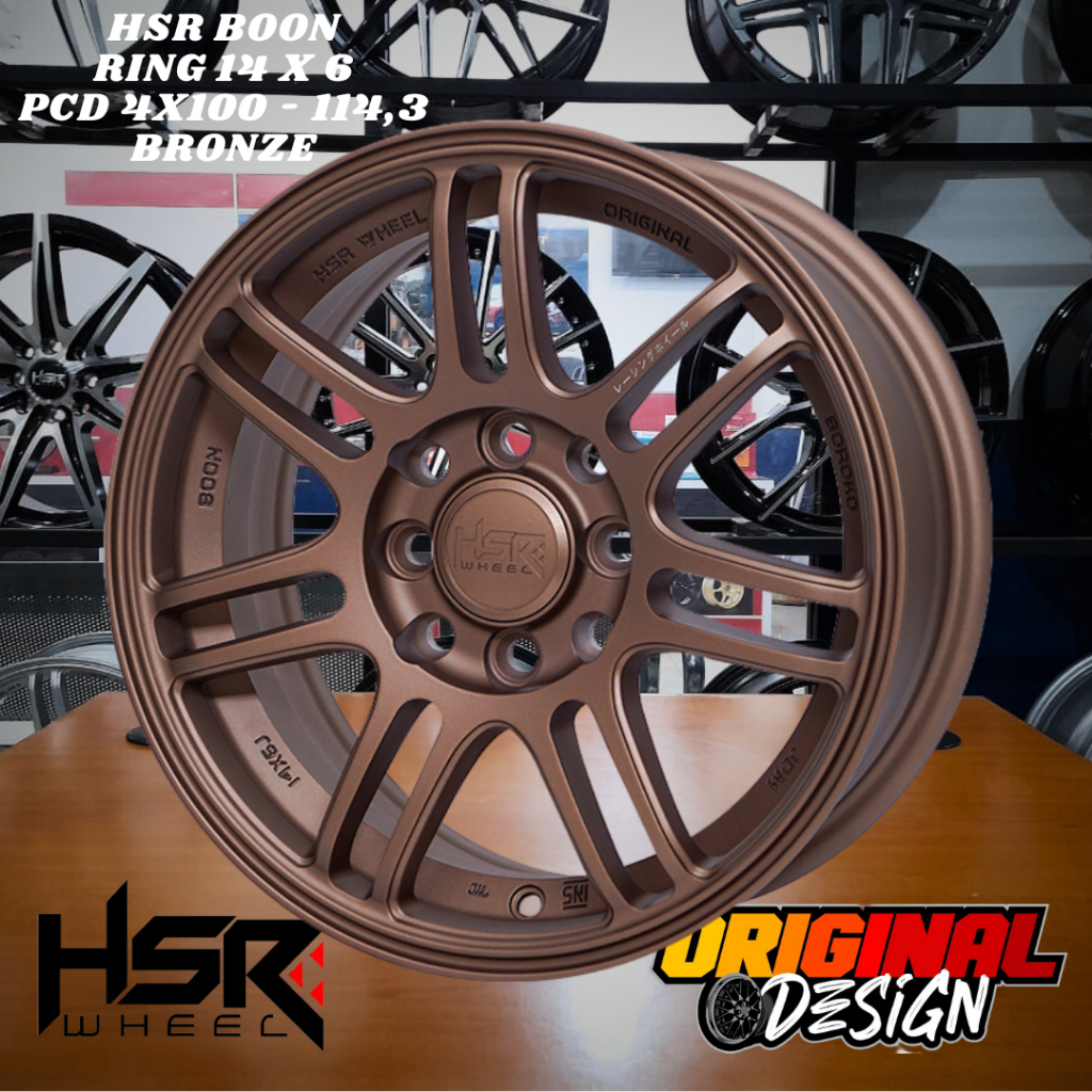 Velg mobil ring 14 HSR BOON R14 agya, etios, sigra lubang baut 4 bronze