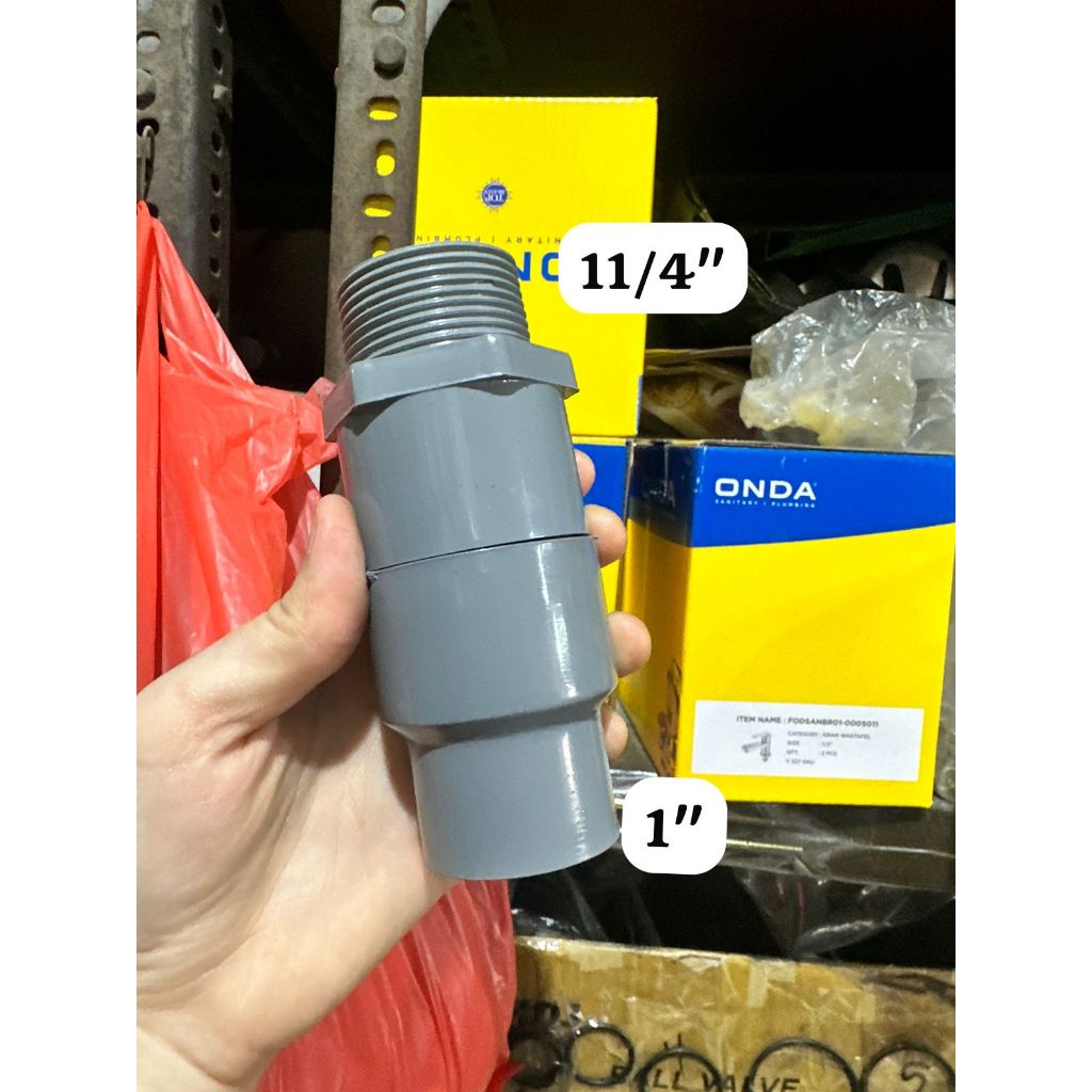 Sok drat luar 11/4" x 1" output pompa 11/4" x 1" Sok drat luar 11/4" x 3/4"" output pompa 11/4" x 3/