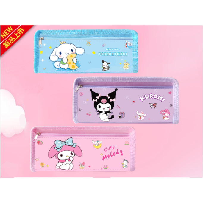 

Kotak pensil tempat pouch penyimpanan DOUBLE ZIP Premium kain + EVA Karakter Sanrio Kuromi / Astronot